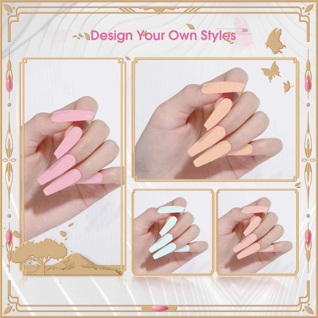 ROSALIND 6pcs Gel Nail Polish Set 6ml Solid Color Nail Topcoat and Primer Set UV Lamp Nail Set.