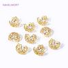 12/16MM 18K Gold Plated Brass Filigree Bead Cap Metal Large Beads Caps For Jewelry Making DIY Beading Accessories Wholesale