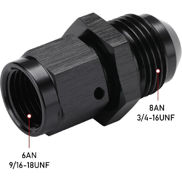 6AN Female Swivel To 8AN Male Flare Expander Fitting Adapter Aluminum Black