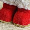 Christmas Decorative Boots Pendants Snowflake Pattern Fuzzy Knit Shoes Hanging Ornaments