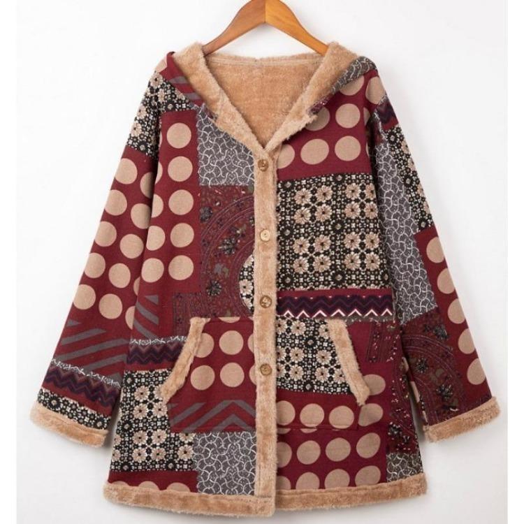 Vintage Women Fleece Jacket Warm Hooded Coat Loose Fit Zipper Pocket Fashion Outerwear Spring Winter