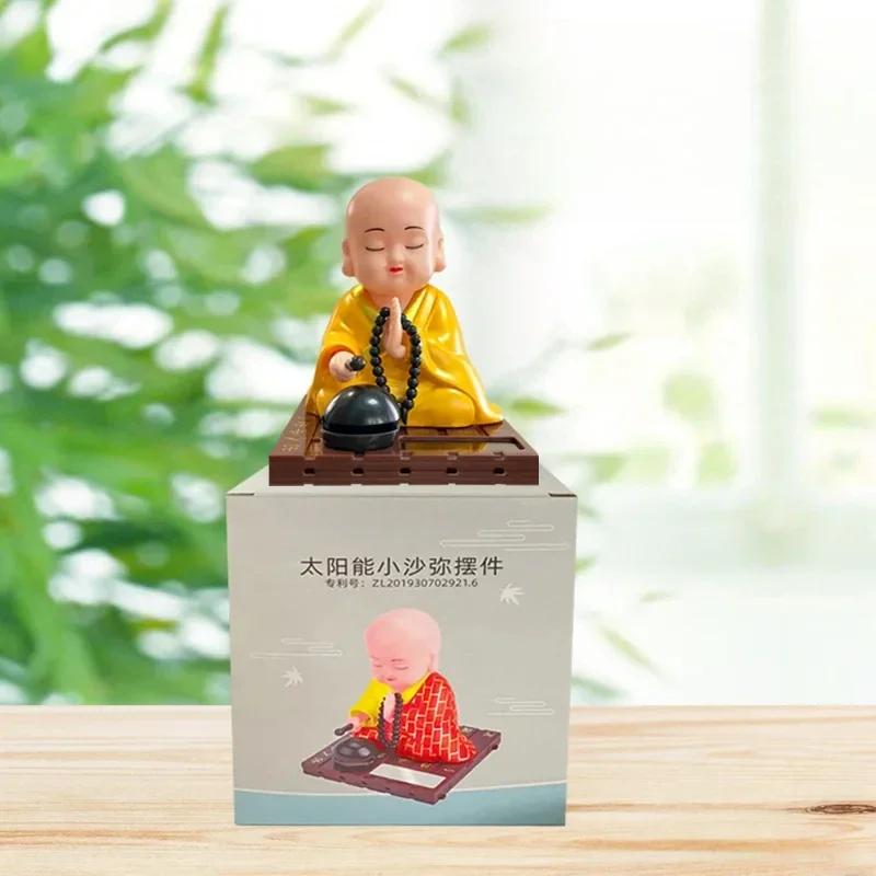 Solarbetriebener kleiner Mönch, kreative Auto-Ornamente, Armaturenbrett-Dekoration, chinesischer Buddhismus, Glücksbringer, Auto-Innenausstattung