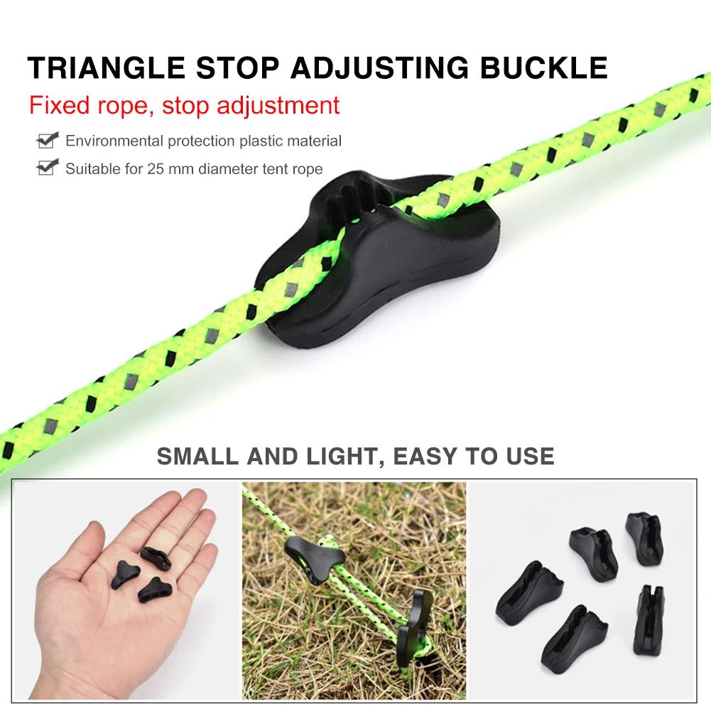Camping Tent Fastener Wind Rope Buckles Triangle Anti Slip Cord Stopper Tools