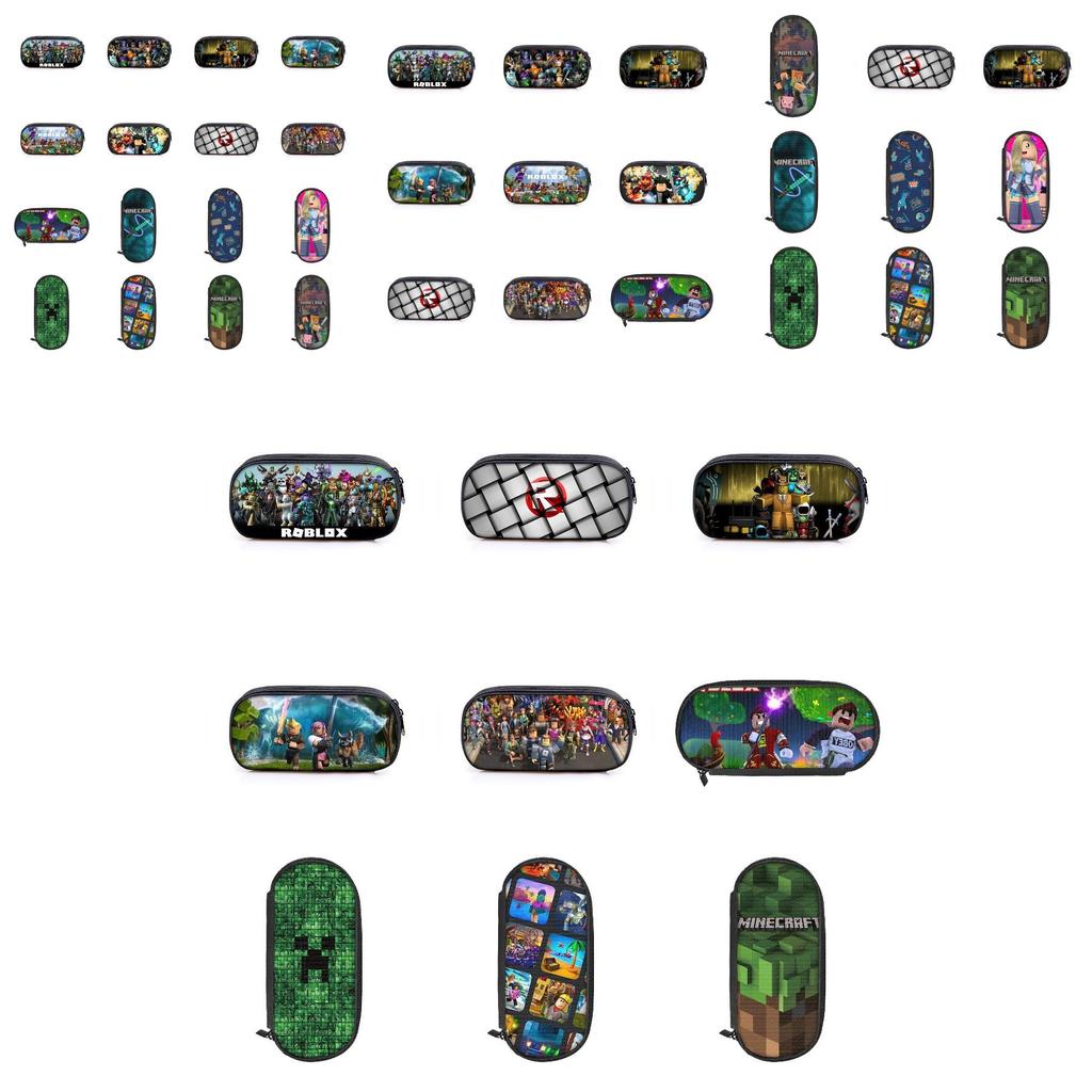 Vibrant Roblox Single Layer Pencil Case Durable Polyester Rectangular Kids Stationery Bag