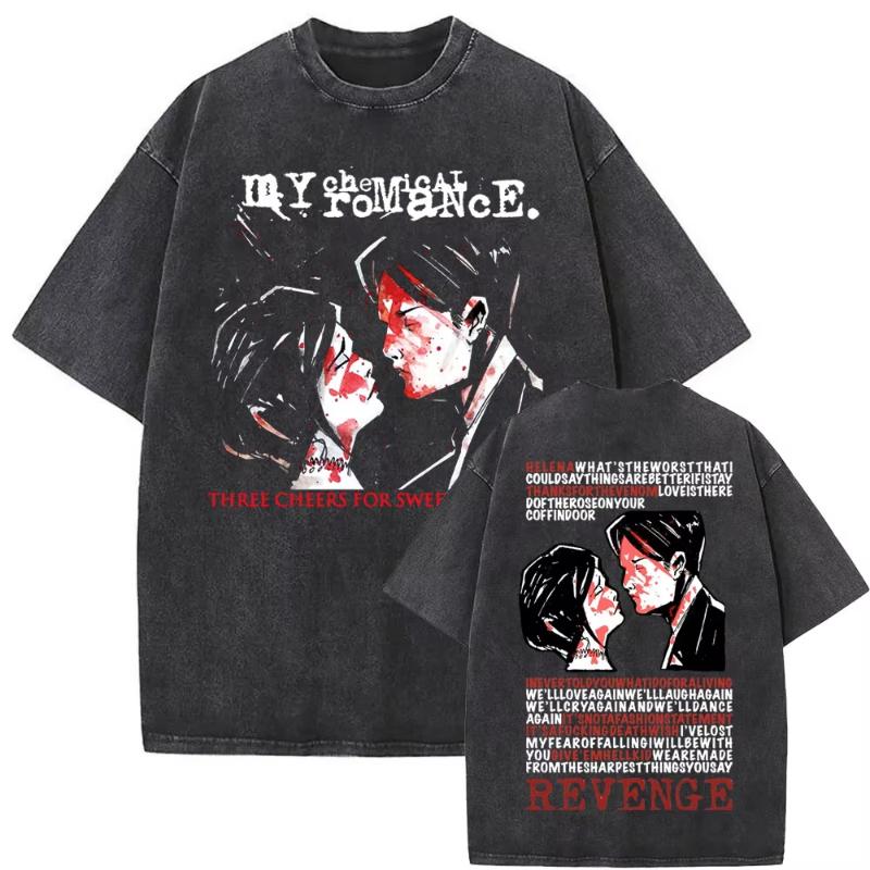 

Washed Vintage Rock Band My Chemical RoUnisexce Long Live The Black Parade Graphic T Shirt Unisex Women Oversized Punk Emo Tshirts M