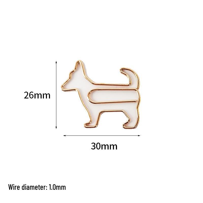 Cute Animal-Shaped Rose Gold Dog Paperclip Bookmark Brooch