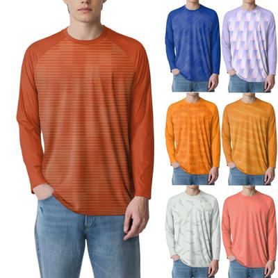 Men's Fashion Printed Raglan Long Sleeve Sports Top