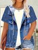 2026 Plus Size Faux Denim Print Women's Fashion T-shirt