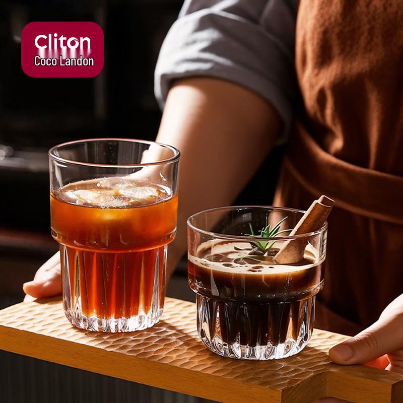 CLITON Glass Iced Coffee & Latte Cups
