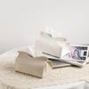 Tissue Box PU Leather Tissue Holder Smooth Dispensing Decorative Paper Towel Case Simple Style Organizer for Home Office