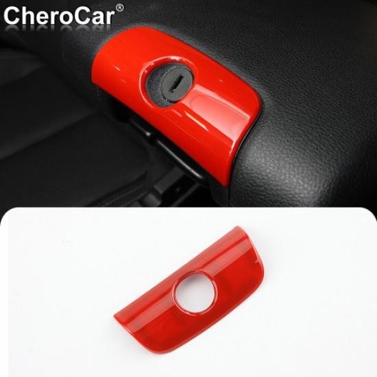 Center Console Armrest Box Keyhole Trim Cover for Jeep Wrangler JK JKU 11-17 Red