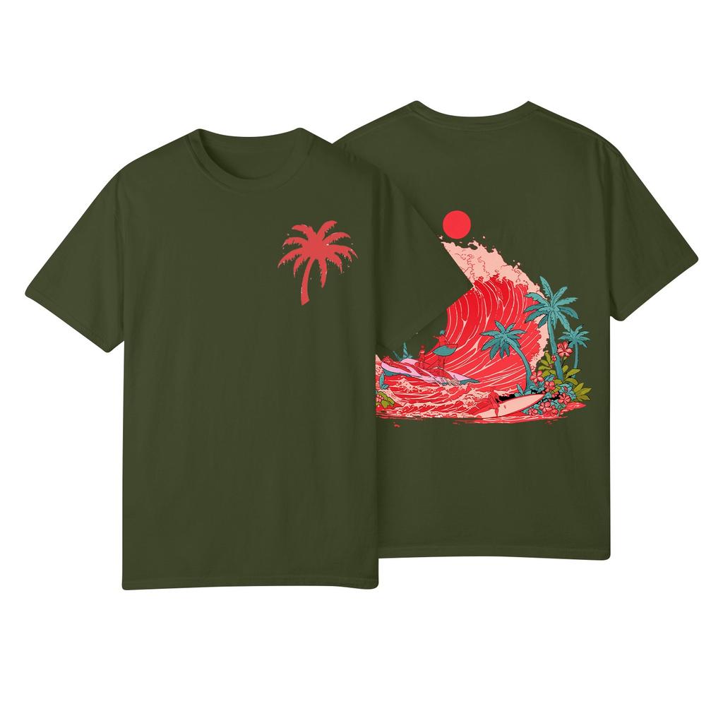 Women's Fashion Printed Casual Pleated Round Short Sleeve T-Shirt Top