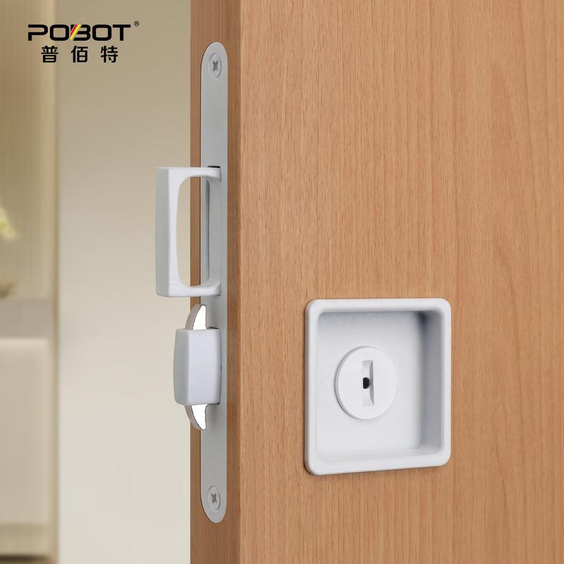 Black Invisible Pocket Sliding Door Lock with Side Handle for Balcony Kitchen Bathroom Bedroom - Pocket Door Hook Lock