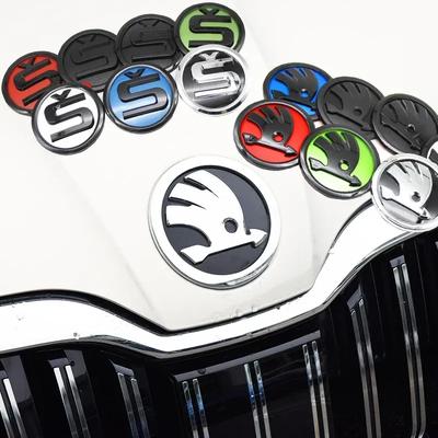 80/90/100mm 3D Sticker ABS Car Front Grille Trunk  Sticker For Skoda Octavia 2 3 A5 A7 Fabia Rapid 3 Karoq VRS Accessories
