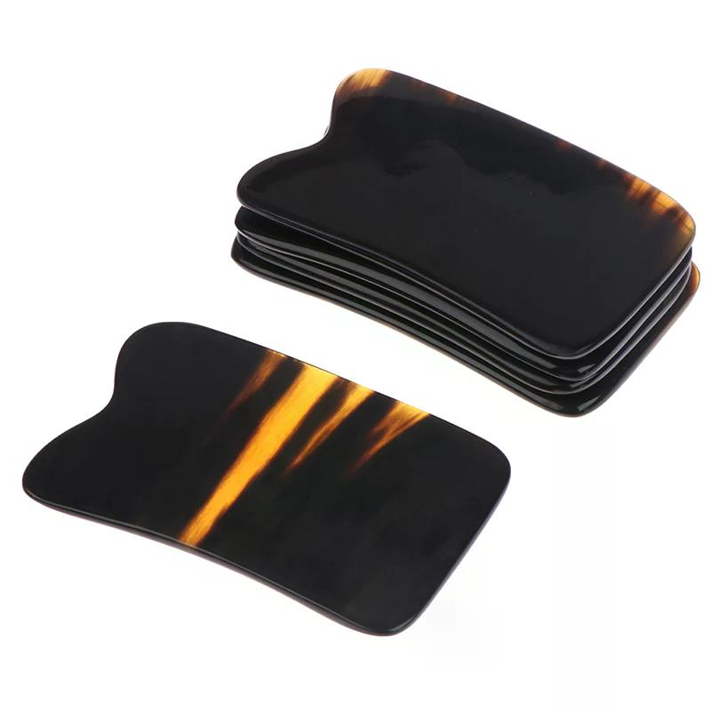 Horn Guasha Board Scraping Plate Massage Tool SPA Acupuncture Stone Scraper Body Massager Chinese Traditional 1 Piece