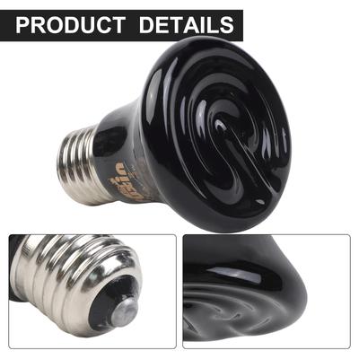1 Pcs Heat Emitter Bulb Black Ceramic Ceramic + Alloy Olerates High Temperatures From Reptile Heat Or Light Bulbs