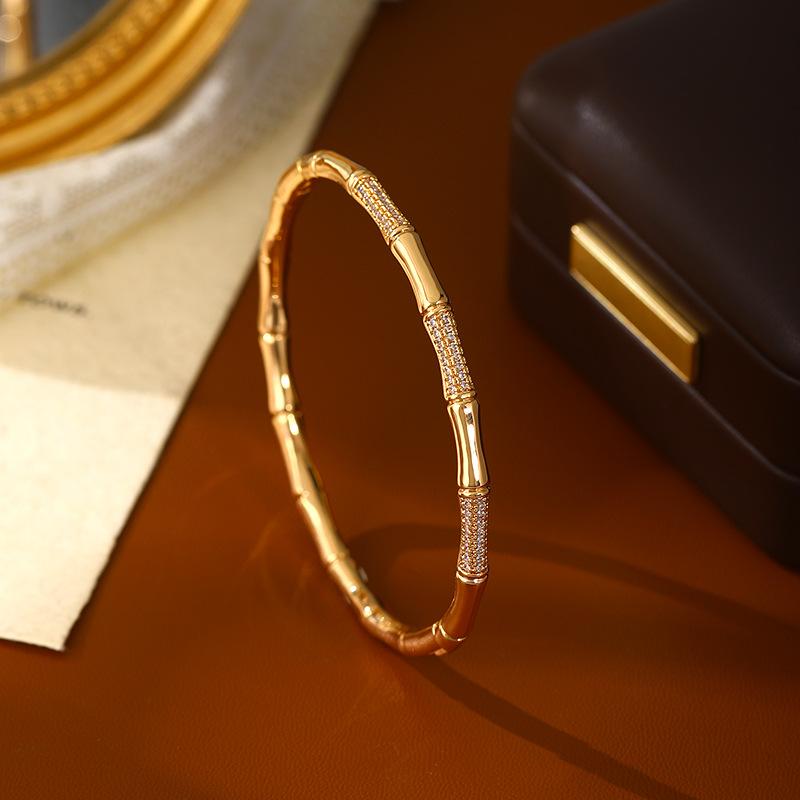 Bamboo Joint Zircon Bracelet Light Luxury Fashion Versatile Elegant Minimalist Women Jewelry