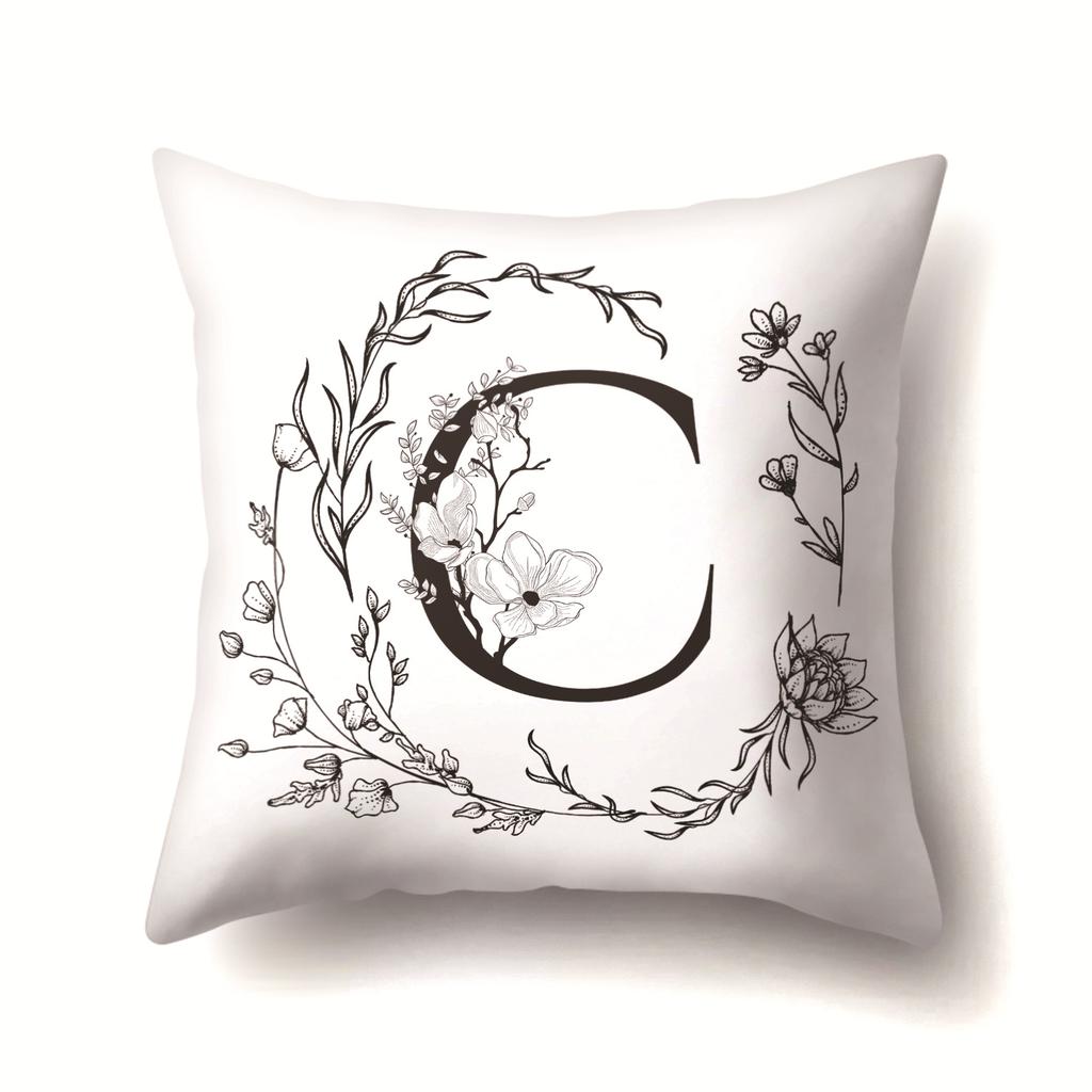 Polyester Pillowcase INS Style Garland 26 English Letter Printing Pillowcase Waist Cushion Car Seat Cover