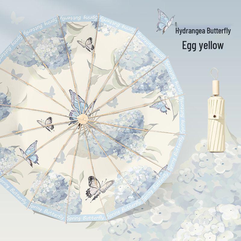 16-Rib Women’s Umbrella: Dual Use for Sun & Rain, UV Protective, Reinforced & Thickened for Enhanced Sunshade