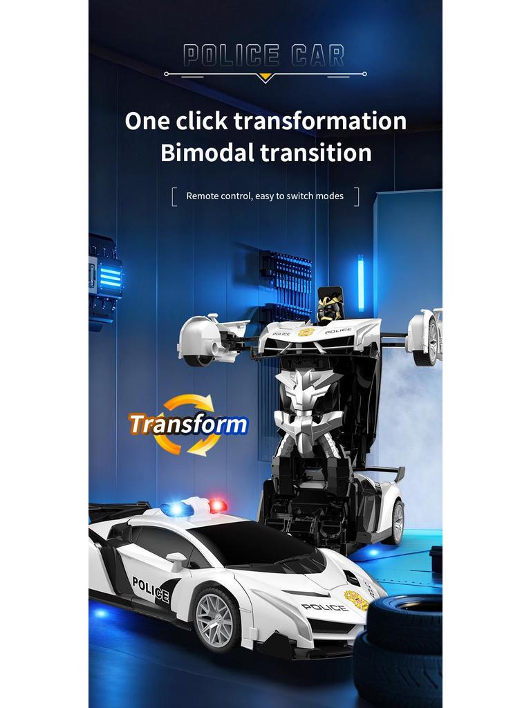 1:18 Remote Control Police Car/Robot Transformer - Spider Iron Man Edition
