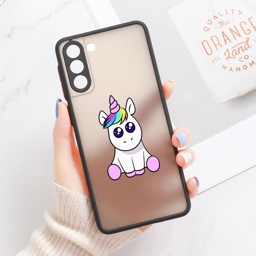 S23 Ultra Case For Samsung Galaxy S23 S22 Ultra S20 S21 FE Plus S10 Lite S24 Phone Case Matte Clear Cover Funny Unicorns Rainbow