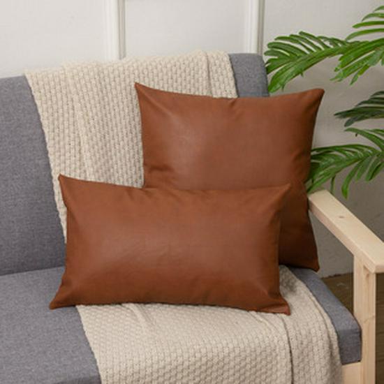 Leather Throw Retro Pillow Luxury Solid Color Cushion For Sofa And Backrest Perfect For Christmas Decor