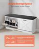 Entryway Shoe Storage Bench, 1000 x 305 x 475 mm Shoe Organizer with Flip Drawers, 440lbs Narrow Shoes Rack Bench with Cushion & Flip Doors, for
