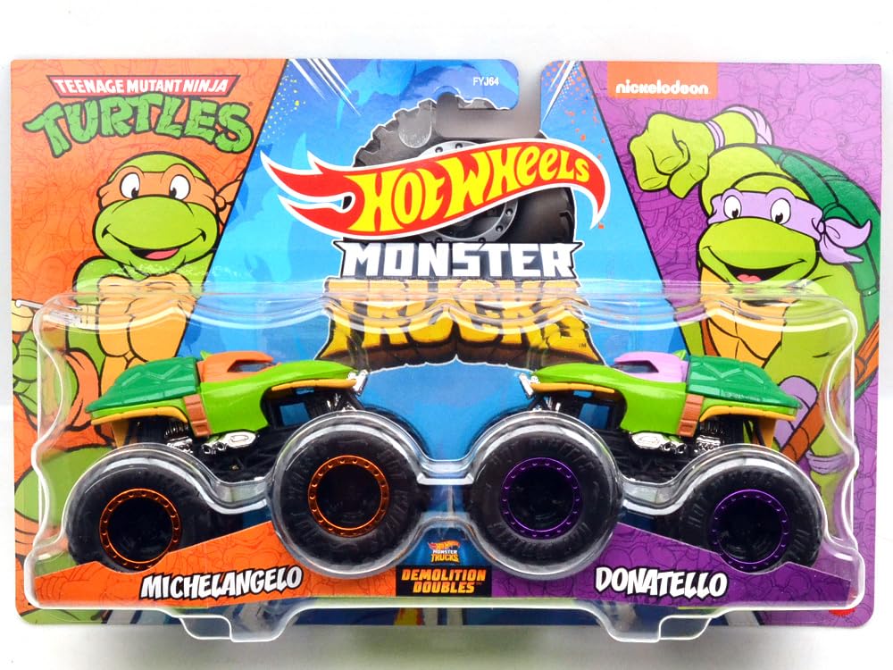 

MATTEL HotWheels Масштабные Двойные Микеланджело против 164 Монстр-Трака Разрушение - Донателло Набор из 2 штук