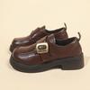 British Style Fashion Simple Loafers Square Buckle Soft Leather Women's Shoes 2025 Spring and Autumn New Height Increase Versatile Casual Shoes