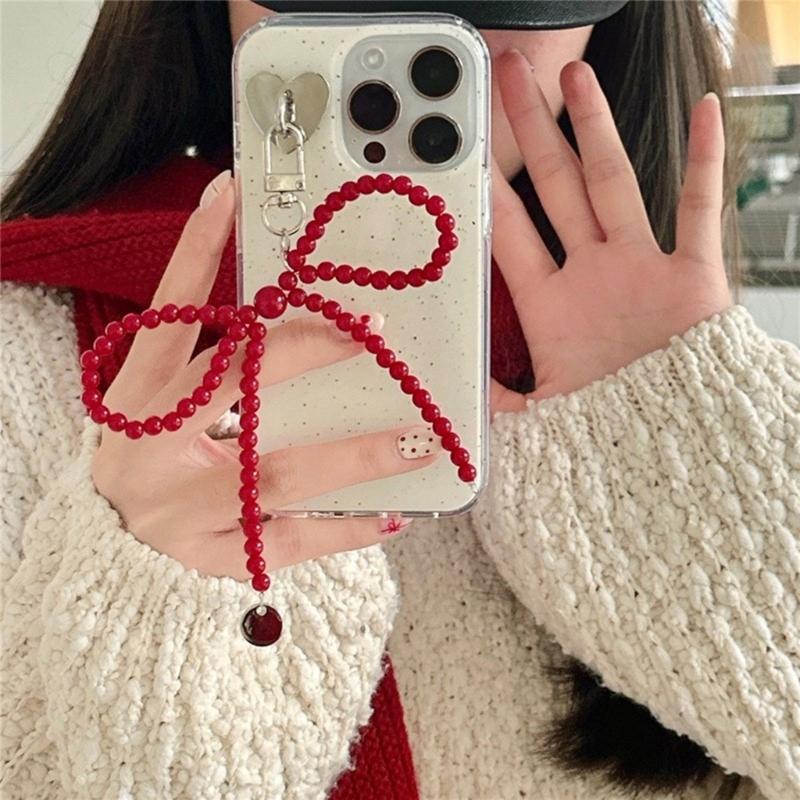 Resin Bowknot Pendant Clip Fashionable Accessory Enhancing Device Beads Keychain Suitable for Phone Cameras Headphone