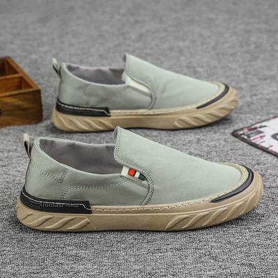 Canvas Loafers for Men Green Ice Silk Casual Shoes High Quality Walking Footwear Breathable Linen Surface Flats Sneakers Male