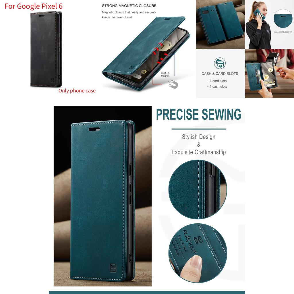 For Google Pixel 6 Leather Flip Phone Protective Case With Magnetic Closure For Drop Protection