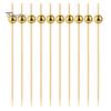 Bite-sized Snack Picks 100/200Pcs Wooden Ball Toothpicks Long Cocktail Appetizers No Residue Baking Garnish Skewers with Sturdy Polished Heads