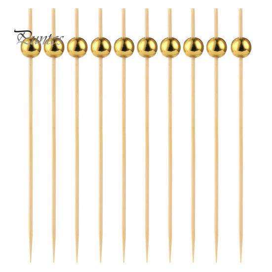 Bite-sized Snack Picks 100/200Pcs Wooden Ball Toothpicks Long Cocktail Appetizers No Residue Baking Garnish Skewers with Sturdy Polished Heads