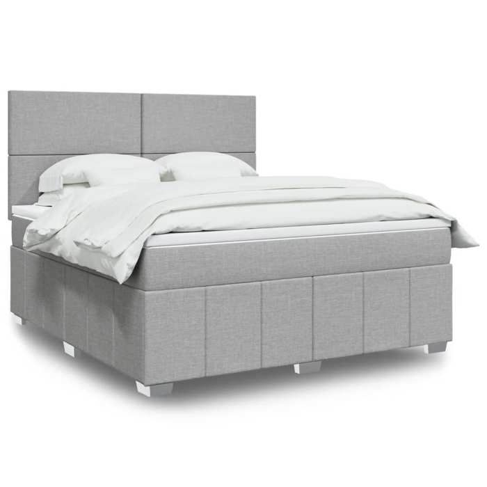 VidaXL Bed Slat Base with Mattress Light Grey 180x200cm Fabric, Bed, Platform Bed, Panel Bed 3291740