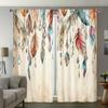 2 Pcs Bohemian feathers print curtains,suitable for bedroom,living room kitchen decoration,home decoration,window decoration