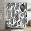 Black White Tropical Leaf Shower Curtain Waterproof Decor for Bathroom Luxury Bath Decoration Gift Idea