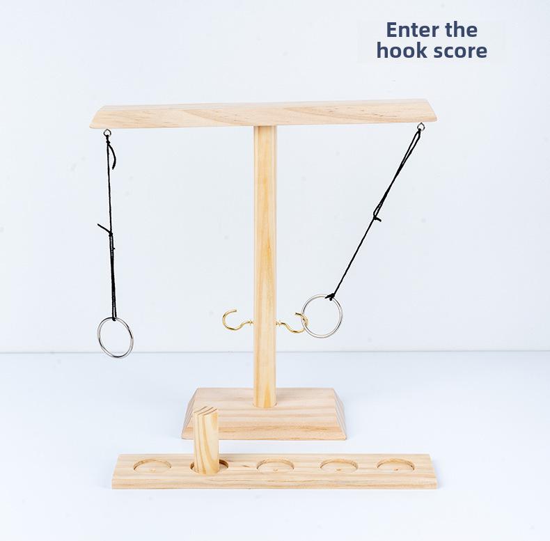 Wooden Ring Toss Game: Two-Person Hook and Ring Table Toy