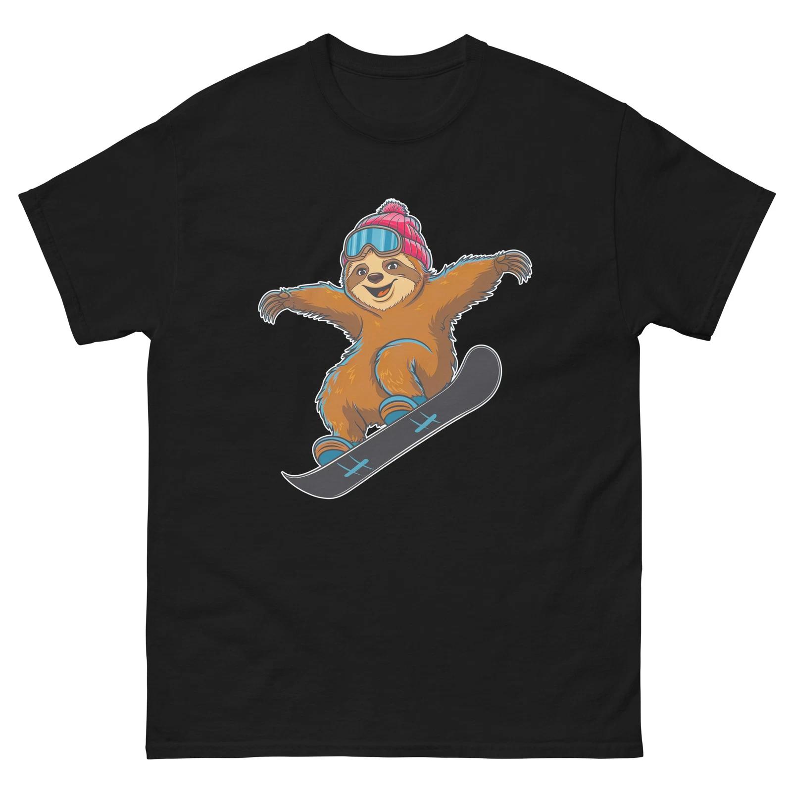 Sloth Snowboarding Fun Cartoon Snowboarder Shirt T-Shirt 4XL