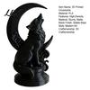 Figurina di Lupo Nero Opaco Scultura Ululante Stampata in 3D con Base a Luna Crescente, Finitura in PLA ad Alta Densità Arte da Collezione, Statua Gotica per Libreria