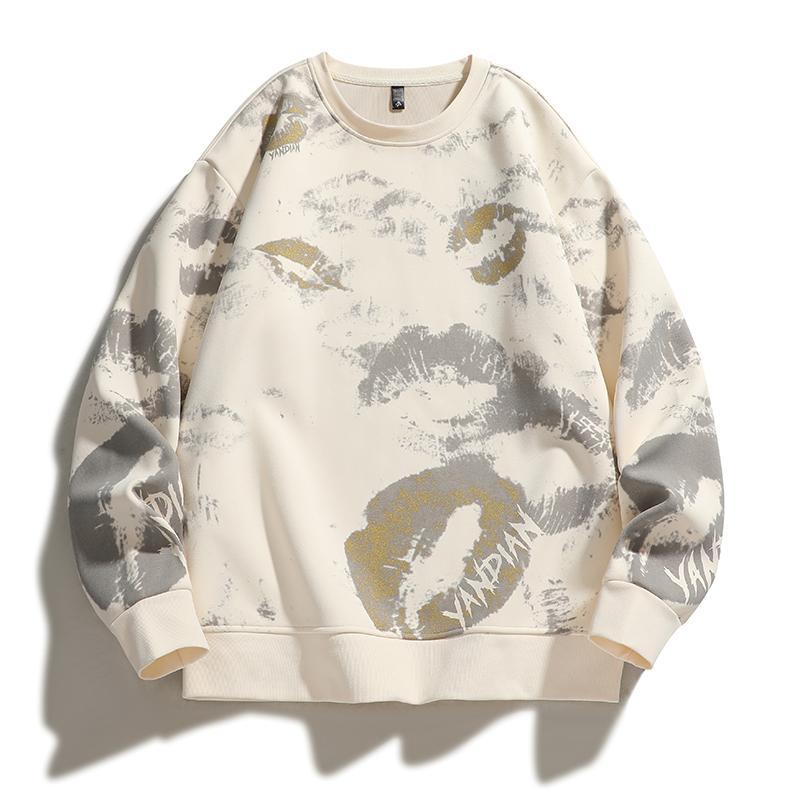 Men's Sweatshirt Round Neck Long Sleeve T-shirt Loose Printed Casual Top