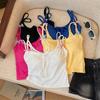 Chest Pad Tank Top  Halter Crop Tops Women Summer Bow Camis Backless Camisole Fashion Tube Lady Sleeveless Cropped Vest