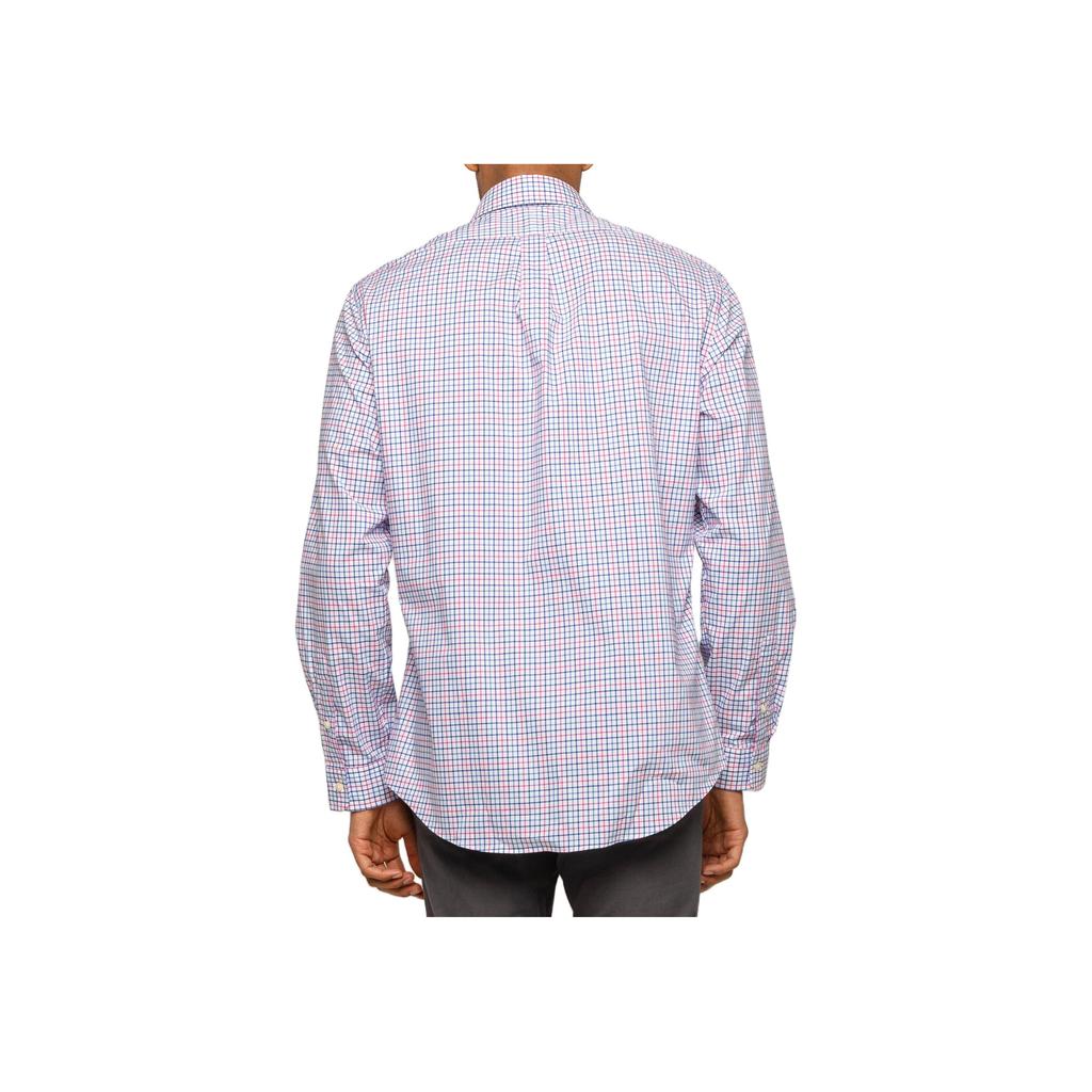 Polo Ralph Lauren Plaid Pony Logo Embroidered Poplin Long Sleeve Shirt Men Shirts Blue Pink 710784272-001