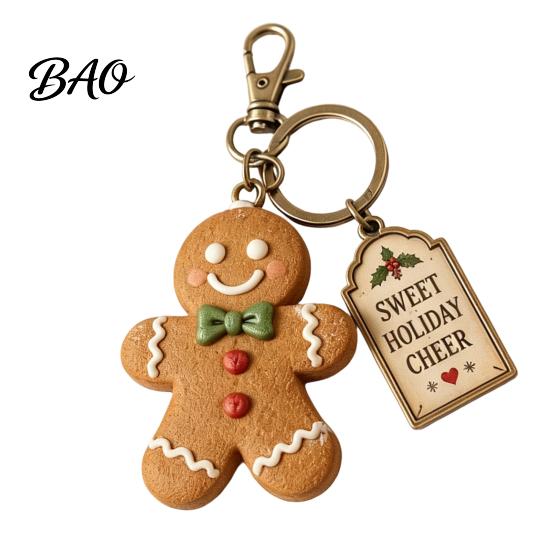 Holiday Keychain Accessories Christmas Santa Claus Keychain, Cartoon Snowman Reindeer Elf Highland Cow Stocking Stuffer Keyring, Xmas Character