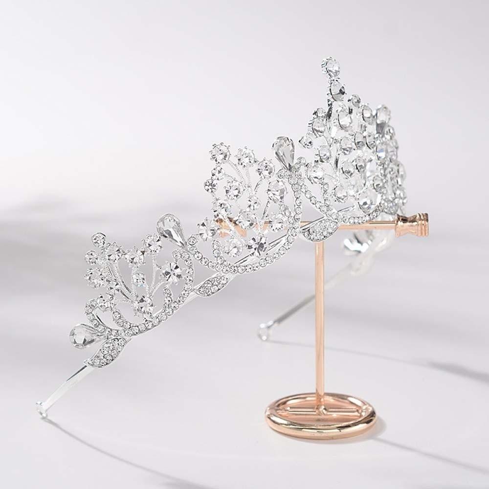 Vintage Silver Floral Crown Shiny Princess Rhinestone Tiara Luxury Crown Hair Accessory  Girls