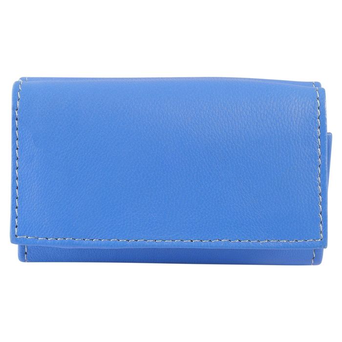 Portefeuille Excellanc en cuir bleu format horizontal chic