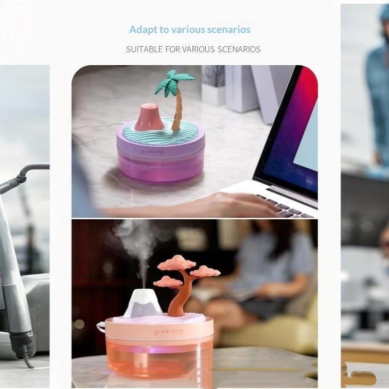 Kreativer Landschafts-Luftbefeuchter Farbwechselndes Nachtlicht Ultra-leiser USB-betriebener Kaltnebel-Diffusor für Zuhause Geschenk