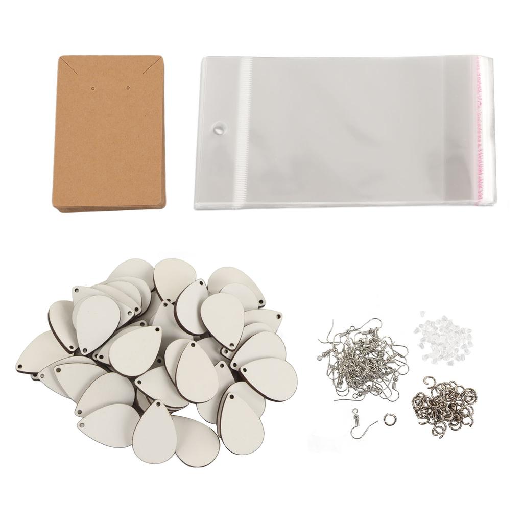 Sublimation Earring Blanks Set 250 Pcs Water Droplets Earring Pendant Ear Hook Cardboard Thermal Transfer Earrings Set