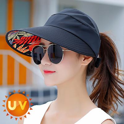 Chapeau de Soleil d'Été pour Femmes Large Bord Imprimé Pliable Visière Protection Solaire UV Dame Plage Chapeau Souple Filles Vacances Casquette de Baseball