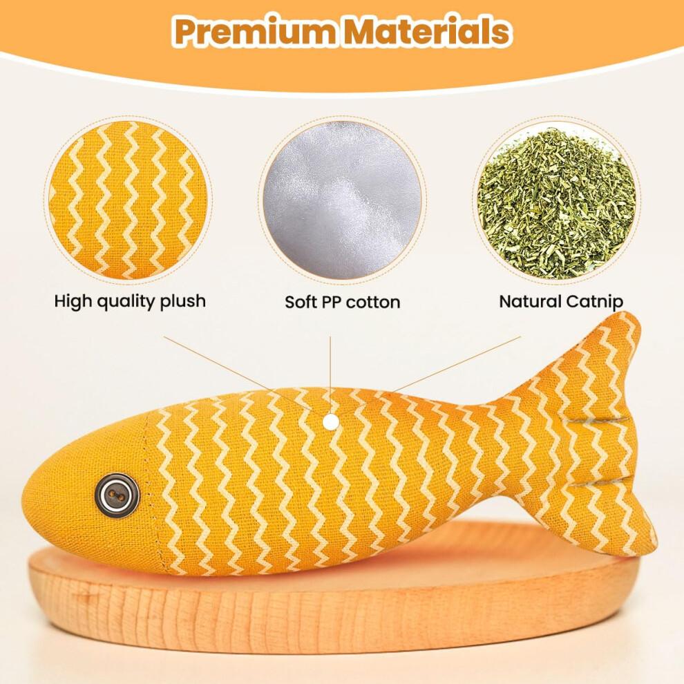 Cat Catnip Toys Fish - Cat Nip Kicker Toy for Indoor Cats, Squeak Interactive Toys for All Breeds Kitten, 3 Pcs Plush Pillows Soft and Durable for Pet